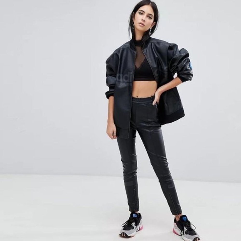 ADIDAS ORIGINALS Aa-42 Faux Leather Pants In Black Small Size